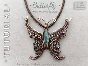 Butterfly-pendant-necklace-wire-wrapping-technique-lesson-download-tutorial-artsvillehandcrafted