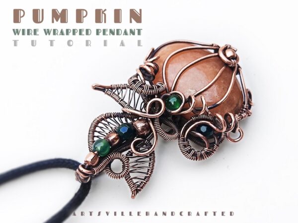 pumpkin wire wrap tutorial PDF Download halloween jewelry artsvillehandcrafted