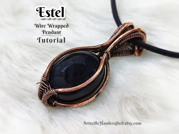 Jewelry making for beginners, wire wrap pendant PDF tutorial, step by step instruction instant download by artsvillehandcrafted