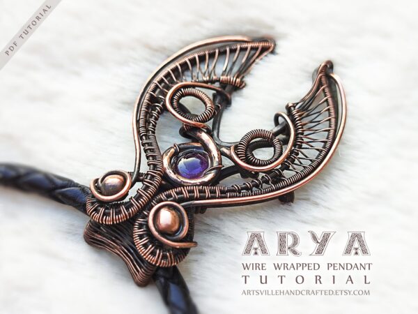 Step-by-step PDF tutorial for making a wire wrap pendant jewelry by artsvillehandcrafted