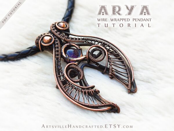 Wire work tutorial book to create Wire wrap pendant jewelry for beginners, PDF file instant download by artsvillehandcrafted