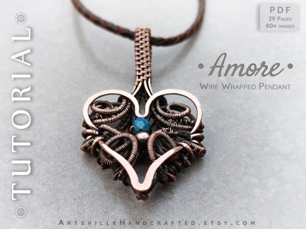 Learn to make wire wrap heart jewelry, Step-by-step PDF tutorial for beginners