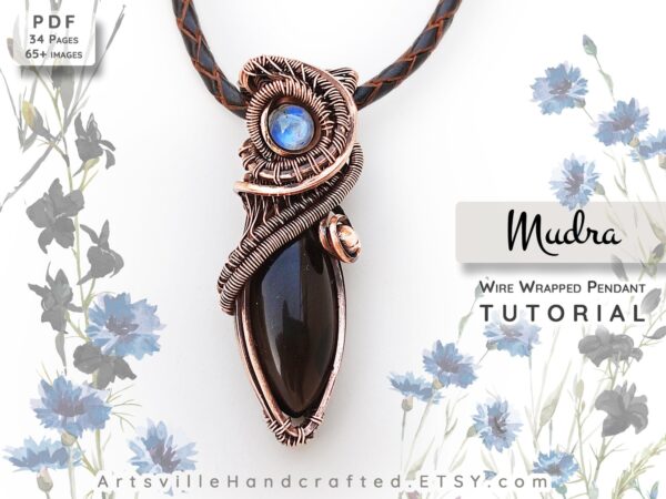 Jewelry making for beginners, wire wrap pendant PDF tutorial, step by step instruction instant download by artsvillehandcrafted