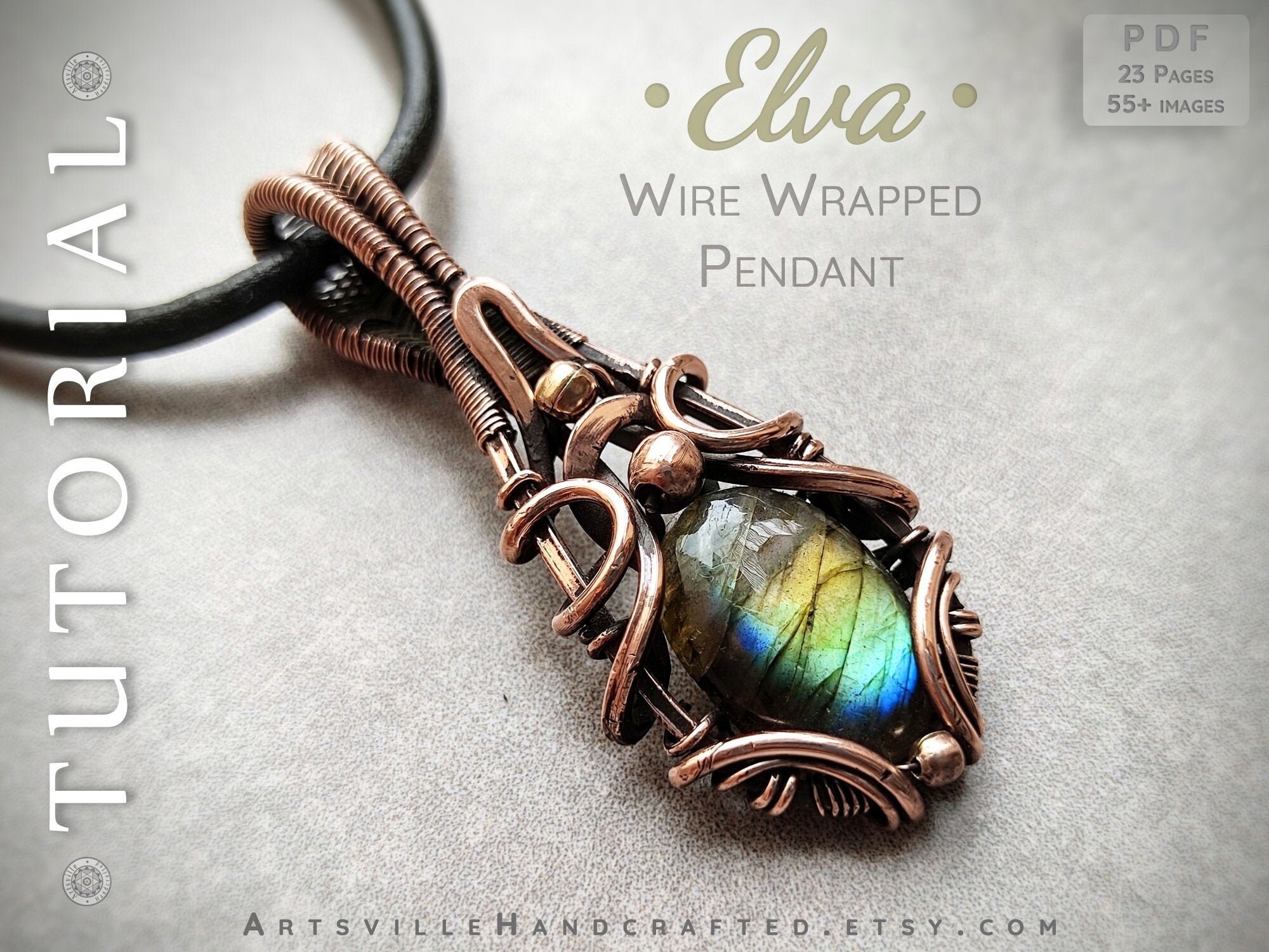 il_fullxfull.3280466663_q9z8.jpg Jewelry making for beginners, Wire wrap pendant PDF tutorial with step-by-step instructions, Instant download by ArtsvilleHandcrafted