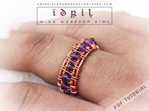 Learn wire wrapping: Wire art bead ring tutorial for beginners with instant PDF download