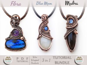 Step-by-step wire wrap pendant tutorial bundle for beginners, PDF download by ArtsvilleHandcrafted