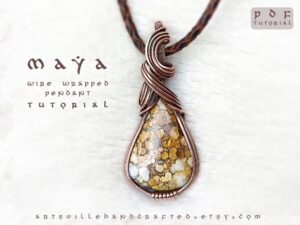 Step-by-step wire wrap pendant tutorial for beginners, PDF download by ArtsvilleHandcrafted
