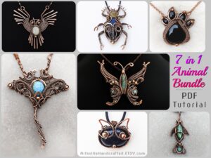 Beginner wire wrap animal bundle pendant tutorial, Instant PDF download with detailed instructions