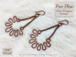 Create wire wrap free earing PDF tutorial with step-by-step instructions for beginner
