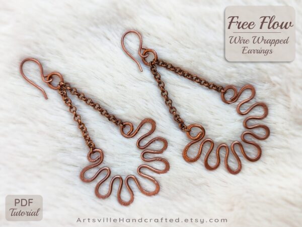Jewelry making basics, Wire wrap free flow earing tutorial, PDF guide for beginners
