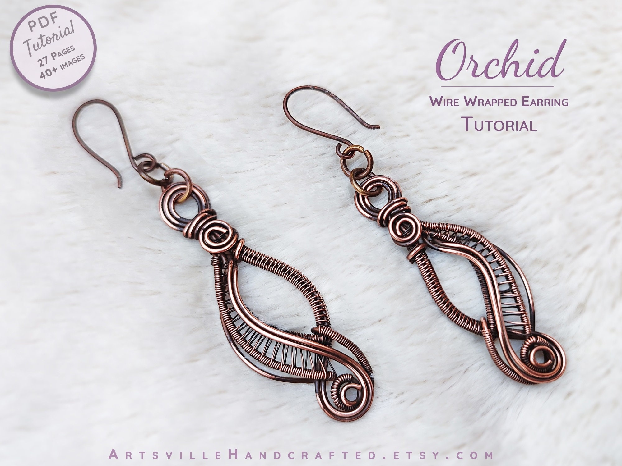 il_fullxfull.4803739471_dznn.jpg Instant PDF download, Wire wrap earing tutorial, step-by-step instructions for beginners