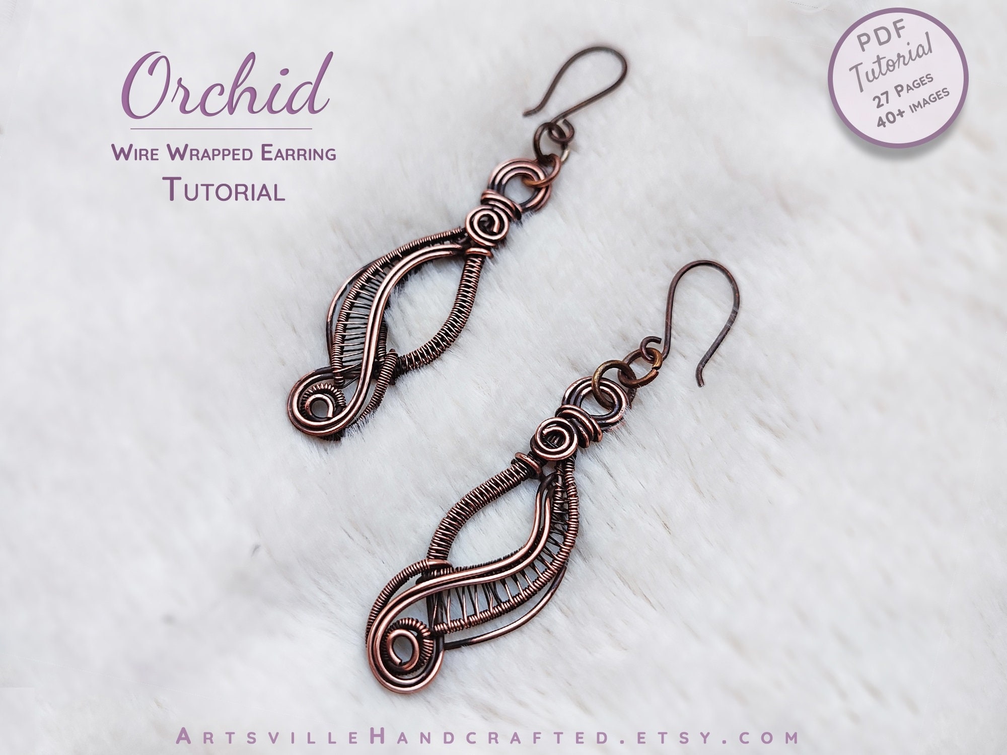 il_fullxfull.4803739473_1mqh.jpg Wire earing jewelry tutorial, Step-by-step wire wrapping guide for beginners, Instant PDF download