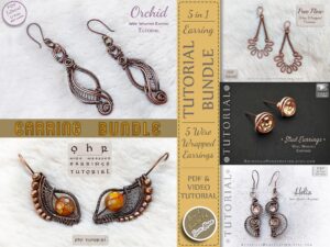 Wire wrapping, Wire work tutorial of earing bundle for beginners, ArtsvilleHandcrafted, Instant PDF download